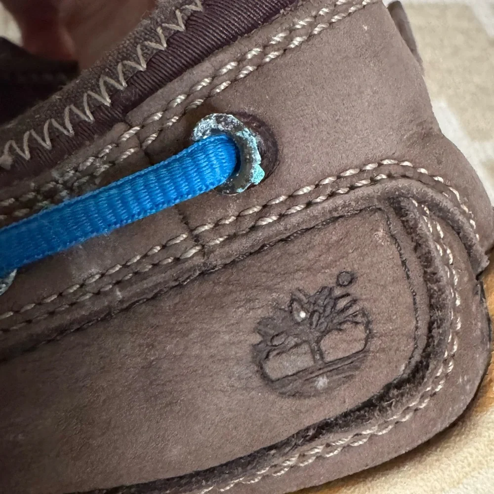 Timberland Brown Leather Boat Shoes Blue Lace Casual Deck Shoes Men’s 13